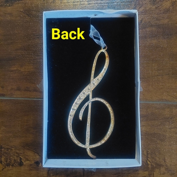 Silver Metal Music Note Ornament with Rhinestones - Picture 4 of 6